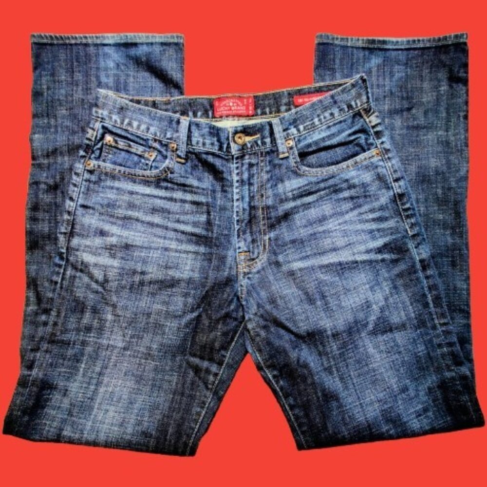 Lucky Brand 181 Relaxed Straight Jeans Mens W30 L32 Dark Wash Stretch Denim